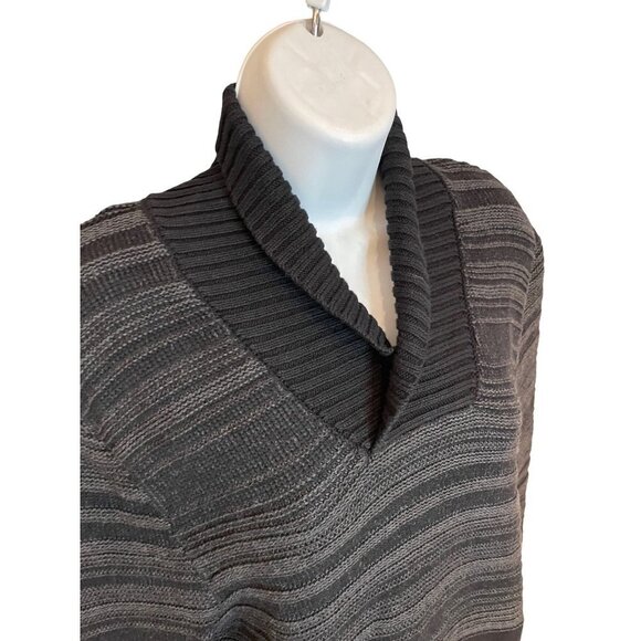 INC International Concepts Black Gray Horizontal V Turtle Neck Sz S - Picture 4 of 9